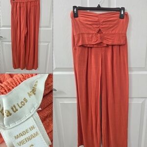 Orange Wide-Leg Jumpsuit Pants&Top